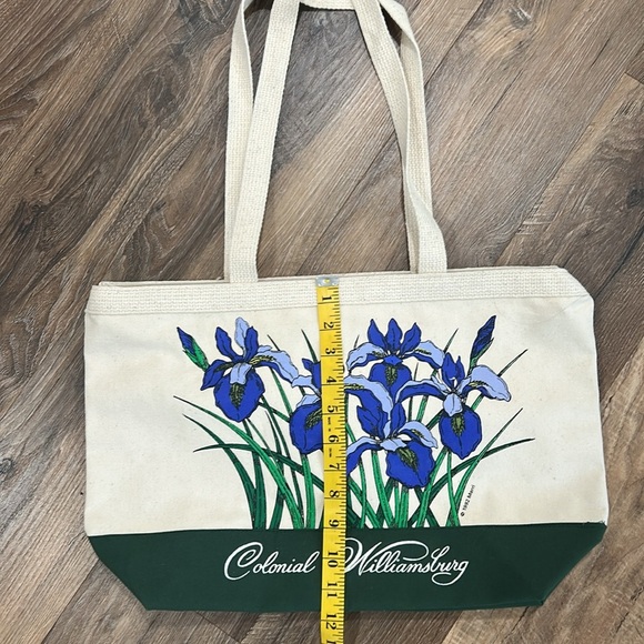 Colonial Williamsburg VA canvas Purple Iris Tote Bag with zipper closure &handle - Picture 10 of 12